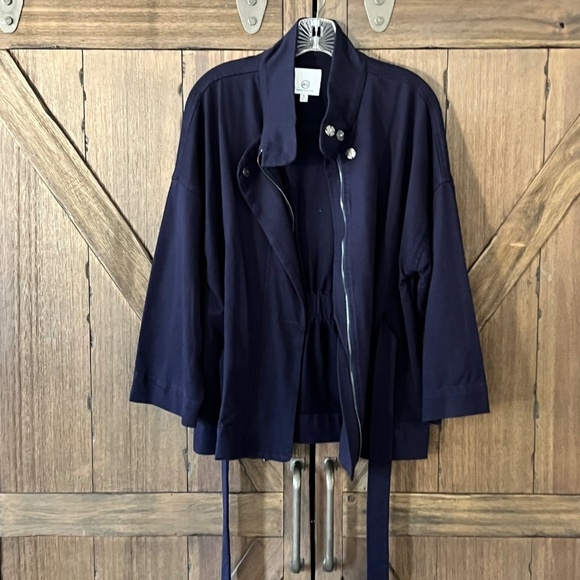AG Adriano Goldschmied Kahlen Belted Jacket In Indigo Ink Size Medium EUC - Picture 6 of 11